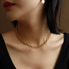 Wholesale Women's Fashion Narrow Cross Chain With Cross Buckle Necklace Stainless Steel And Titanium Steel Geometric Design Pvdp Furnace Real Gold Treatment