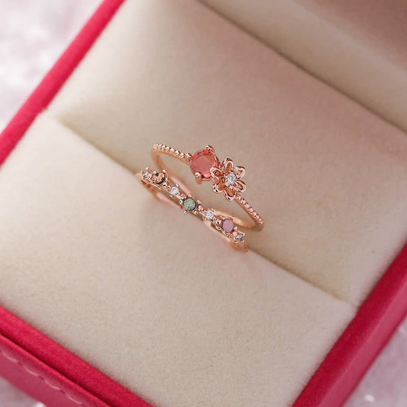 Wholesale Women's Fashion Natural Copper Flower Ring With Geometric Styling And Electroplating Treatment