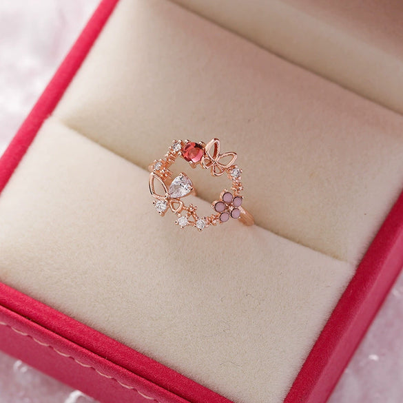 Wholesale Women's Fashion Natural Copper Flower Ring With Geometric Styling And Electroplating Treatment
