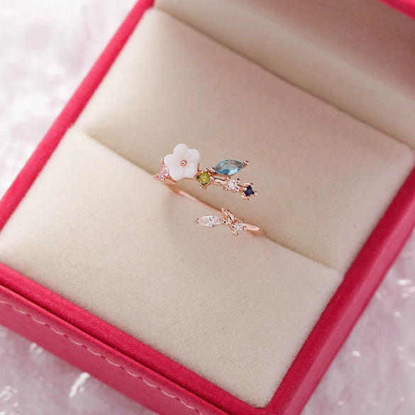 Wholesale Women's Fashion Natural Copper Flower Ring With Geometric Styling And Electroplating Treatment