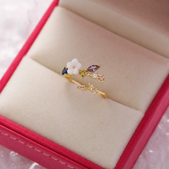 Wholesale Women's Fashion Natural Copper Flower Ring With Geometric Styling And Electroplating Treatment