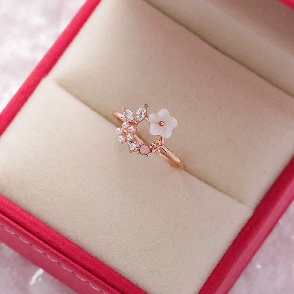 Wholesale Women's Fashion Natural Copper Flower Ring With Geometric Styling And Electroplating Treatment