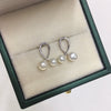 Wholesale Women's Fashion Natural Freshwater Pearl Earrings With Alloy Inlaid Artificial And Semiprecious Stones Flat Round And Bun Round Shape