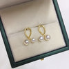Wholesale Women's Fashion Natural Freshwater Pearl Earrings With Alloy Inlaid Artificial And Semiprecious Stones Flat Round And Bun Round Shape