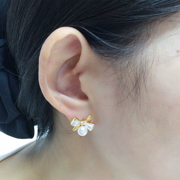 Wholesale Women's Fashion Natural Freshwater Pearl Oblate S925 Sterling Silver Earrings