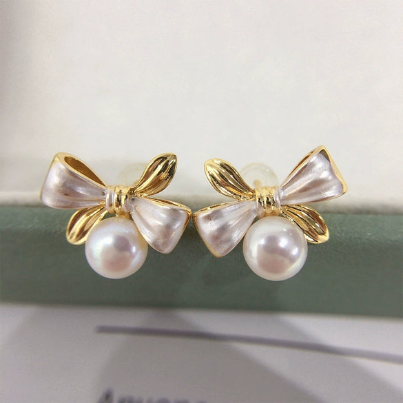 Wholesale Women's Fashion Natural Freshwater Pearl Oblate S925 Sterling Silver Earrings