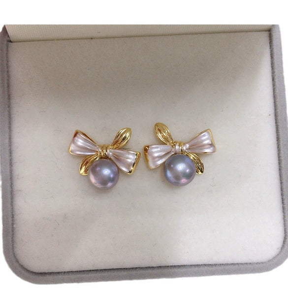 Wholesale Women's Fashion Natural Freshwater Pearl Oblate S925 Sterling Silver Earrings