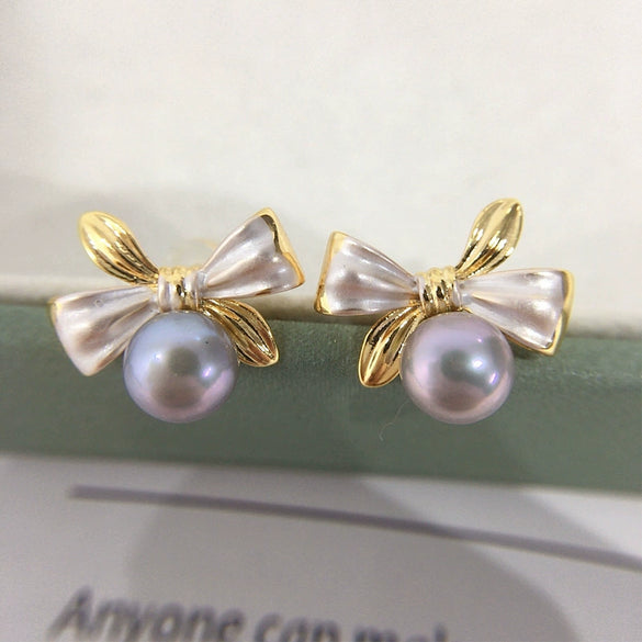 Wholesale Women's Fashion Natural Freshwater Pearl Oblate S925 Sterling Silver Earrings