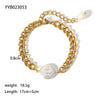 Wholesale Women's Fashion Natural Shell Bead And Stainless Steel Necklace And Bracelet With Geometric Pattern And Pvdp Furnace Real Gold Treatment