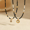 Wholesale Women's Fashion Natural Stone Necklace With Stainless Steel Star Pendant And Geometric Pattern Electroplated