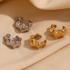 Wholesale Women's Fashion Niche Design Bamboo Shaped Small Ear Clips Stainless Steel 18K Gold Plated Electroplated Earrings