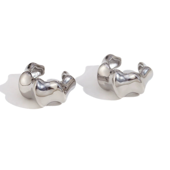 Wholesale Women's Fashion Niche Design Bamboo Shaped Small Ear Clips Stainless Steel 18K Gold Plated Electroplated Earrings