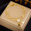 Wholesale Women's Fashion Niche Personality All Match Chain Tassel Heart Shaped Pendant Titanium Steel Multi Layer Stacked Anklet