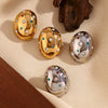 Wholesale Women's Fashion Niche Stainless Steel 18K Gold Plated Geometric Oval Earrings With Electroplating
