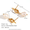 Wholesale Women's Fashion Niche Temperament Earrings Stainless Steel 18K Gold Plated With Knotted Button Freshwater Pearl Geometric Design Electroplated