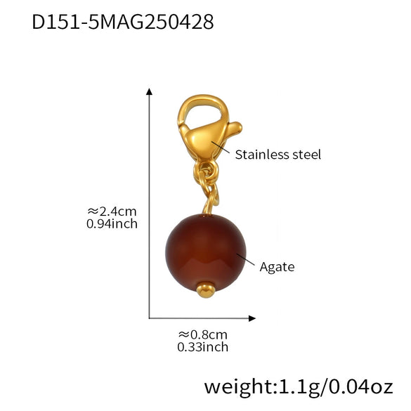 Wholesale Women's Fashion Ol Geometric Natural Stone Necklace With Titanium Steel Pendant And Stainless Steel Chain Electroplated With 18K Gold
