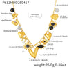 Wholesale Women's Fashion Ol Geometric Natural Stone Necklace With Titanium Steel Pendant And Stainless Steel Chain Electroplated With 18K Gold