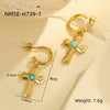Wholesale Women's Fashion Ol Geometric Pearl Zircon Stainless Steel 18K Electroplated Earrings