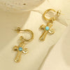 Wholesale Women's Fashion Ol Geometric Pearl Zircon Stainless Steel 18K Electroplated Earrings