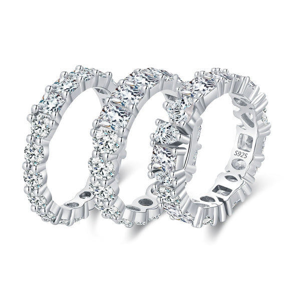 Wholesale Women's Fashion Ol Geometric 925 Silver Diamond Set Ring