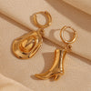 Wholesale Women's Fashion Ol Geometric Stainless Steel 18K Gold Plated Earrings