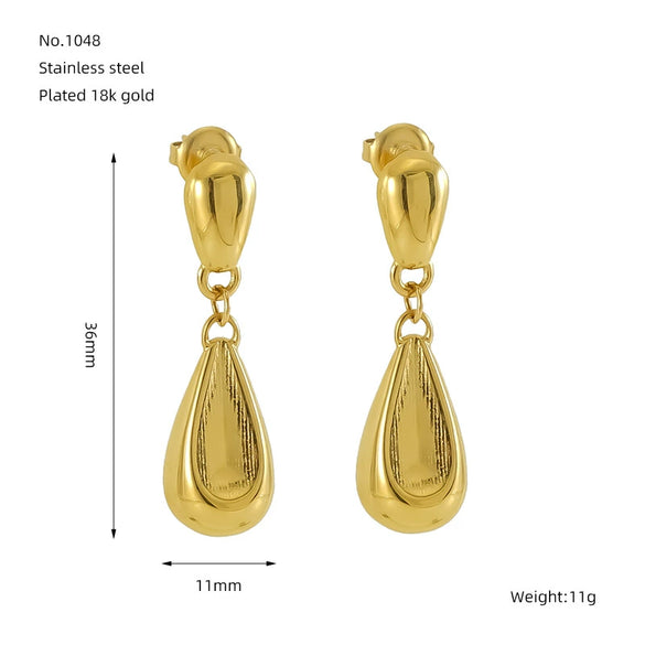 Wholesale Women's Fashion Ol Geometric Titanium Steel Electroplated Drop Earrings