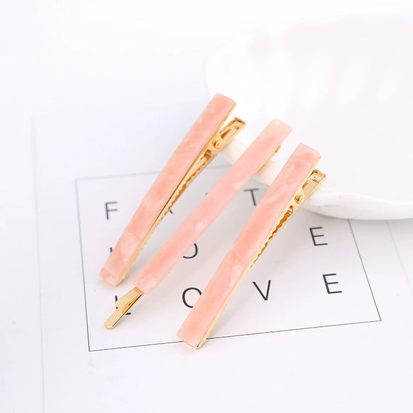 Wholesale Women's Fashion Ol Natural Square Acetic Acid Color Duckbill Hairpin Set With Electroplating