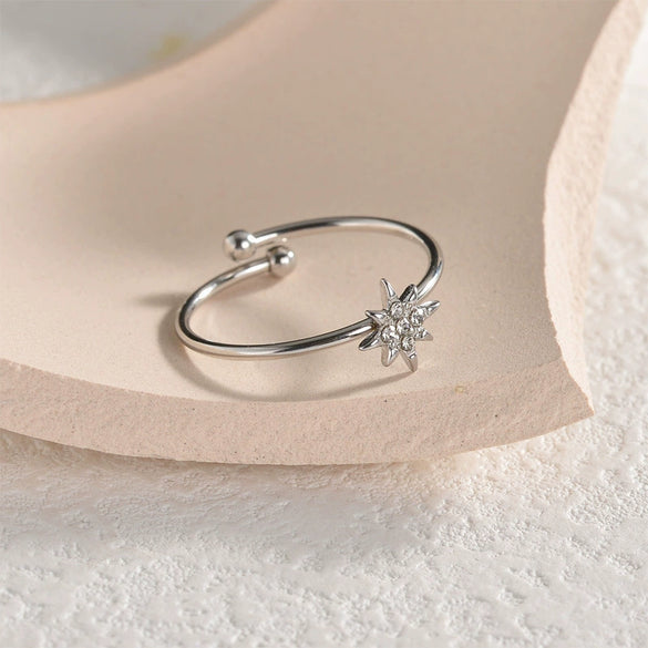Wholesale Women's Fashion Ol Star Pattern Titanium Steel Adjustable Ring With Electroplating