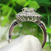Wholesale Women's Fashion Ol Style Copper Platinum Plated Zircon Ring With Geometric And Flower Pattern For Wedding