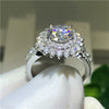 Wholesale Women's Fashion Ol Style Copper Platinum Plated Zircon Ring With Geometric And Flower Pattern For Wedding