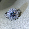 Wholesale Women's Fashion Ol Style Copper Platinum Plated Zircon Ring With Geometric And Flower Pattern For Wedding