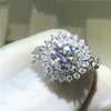 Wholesale Women's Fashion Ol Style Copper Platinum Plated Zircon Ring With Geometric And Flower Pattern For Wedding