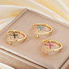 Wholesale Women's Fashion Ol Style Cross Micro Inlaid Zircon Opening Ring Jewelry Copper Zircon Zirconia