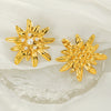 Wholesale Women's Fashion Ol Style Stainless Steel Flower Pattern Electroplated Earrings