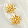 Wholesale Women's Fashion Ol Style Stainless Steel Flower Pattern Electroplated Earrings