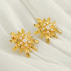 Wholesale Women's Fashion Ol Style Stainless Steel Flower Pattern Electroplated Earrings