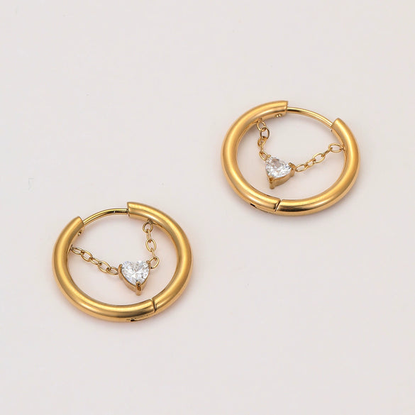 Wholesale Women's Fashion Ol Style Stainless Steel Geometric Earrings With 18K Gold Electroplating