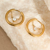 Wholesale Women's Fashion Ol Style Stainless Steel Geometric Earrings With 18K Gold Electroplating