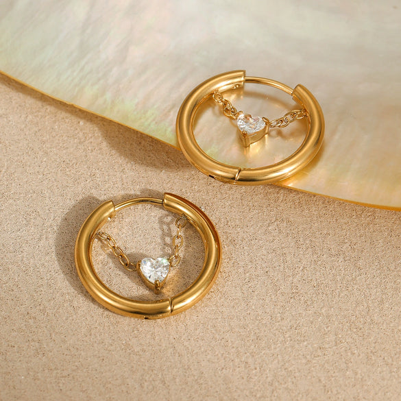 Wholesale Women's Fashion Ol Style Stainless Steel Geometric Earrings With 18K Gold Electroplating