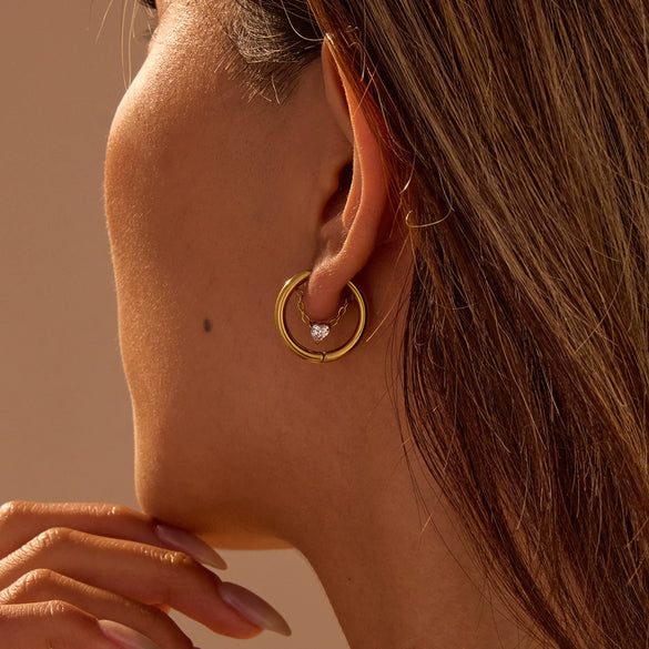 Wholesale Women's Fashion Ol Style Stainless Steel Geometric Earrings With 18K Gold Electroplating