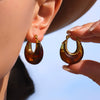 Wholesale Women's Fashion Ol Style U Shaped Earrings Made Of Stainless Steel And Resin With Electroplating And Color Retaining Ear Buckle