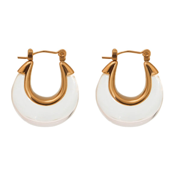 Wholesale Women's Fashion Ol Style U Shaped Earrings Made Of Stainless Steel And Resin With Electroplating And Color Retaining Ear Buckle