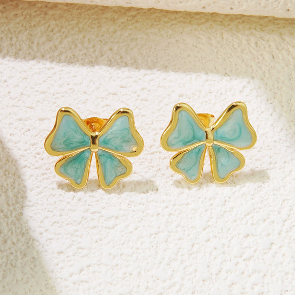 Wholesale Women's Fashion Ol Wind Earrings In Bow Shape Made Of Stainless Steel With Electroplating