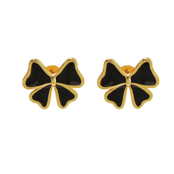 Wholesale Women's Fashion Ol Wind Earrings In Bow Shape Made Of Stainless Steel With Electroplating
