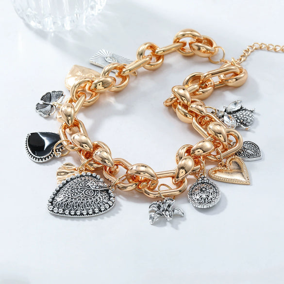 Wholesale Women's Fashion Ol Zinc Alloy Heart Shape Electroplated Multi Layer Love Clavicle Necklace
