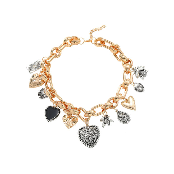 Wholesale Women's Fashion Ol Zinc Alloy Heart Shape Electroplated Multi Layer Love Clavicle Necklace
