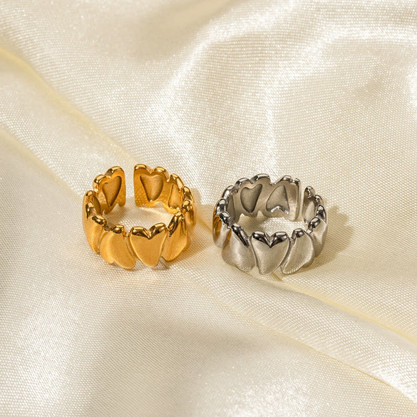 Wholesale Women's Fashion Open Love Ring In Stainless Steel With Geometric Design And Electroplating