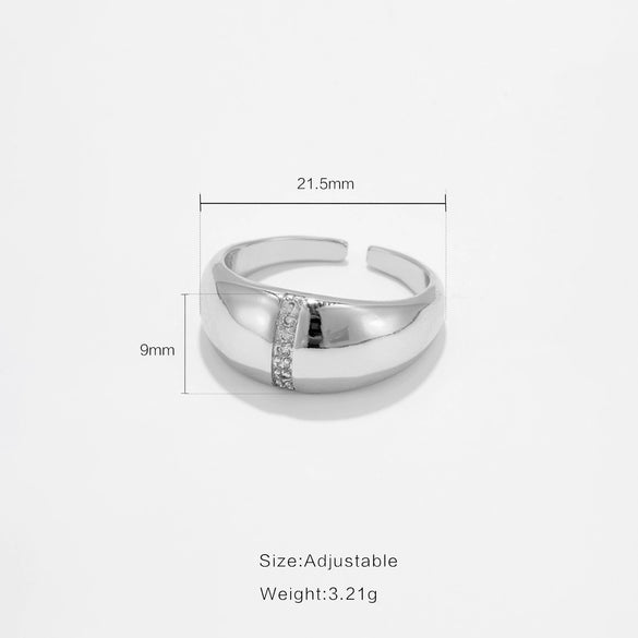 Wholesale Women's Fashion Open Ring Copper Geometric Electroplated