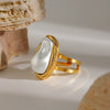 Wholesale Women's Fashion Opening Ring Stainless Steel Baroque Pearl Geometric Electroplated