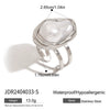 Wholesale Women's Fashion Opening Ring Stainless Steel Baroque Pearl Geometric Electroplated
